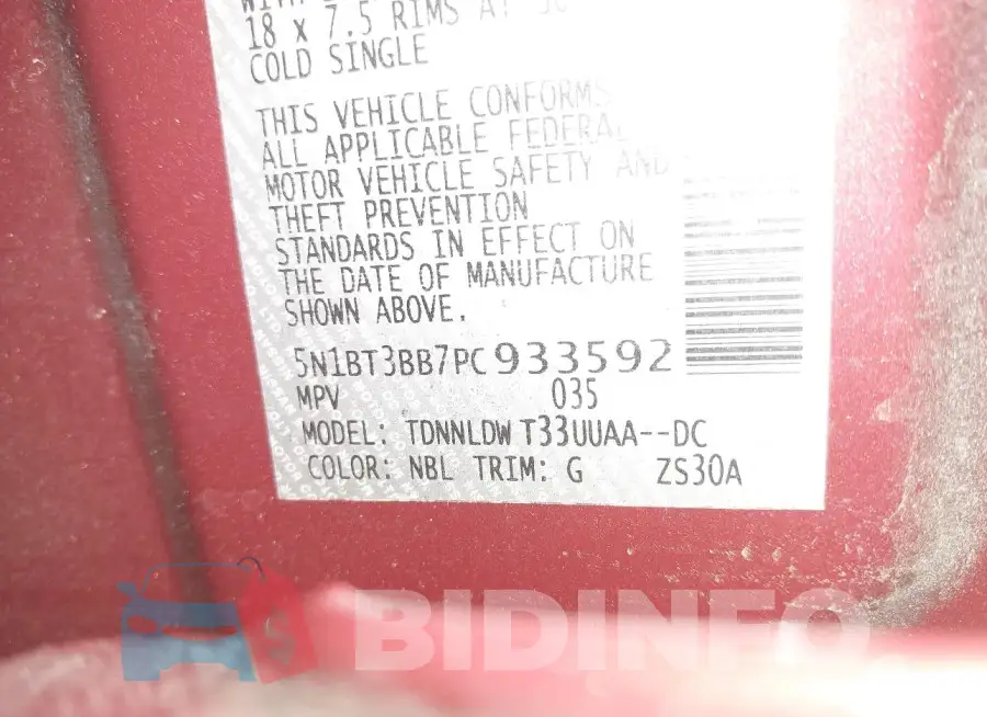 5N1BT3BB7PC933592 Photo# 9