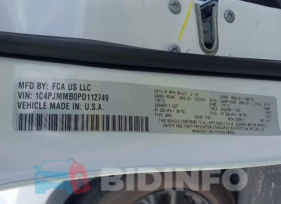 1C4PJMMB0PD112749 Photo# 9