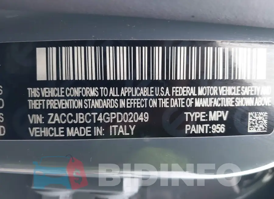 ZACCJBCT4GPD02049 Photo# 9