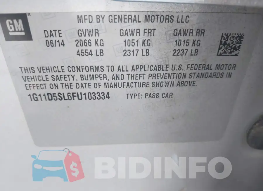 1G11D5SL6FU103334 Photo# 9