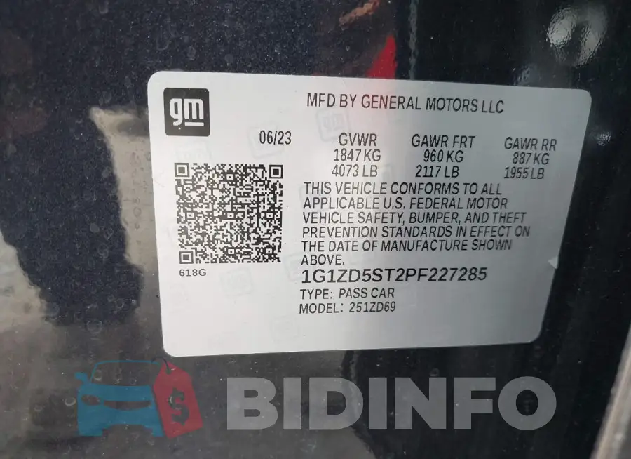 1G1ZD5ST2PF227285 Photo# 9