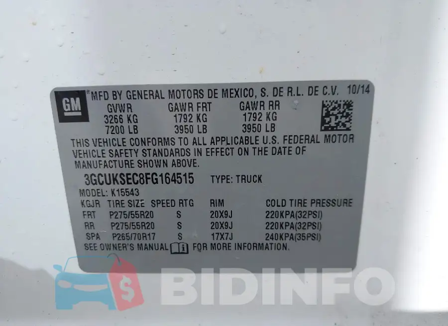 3GCUKSEC8FG164515 Photo# 9