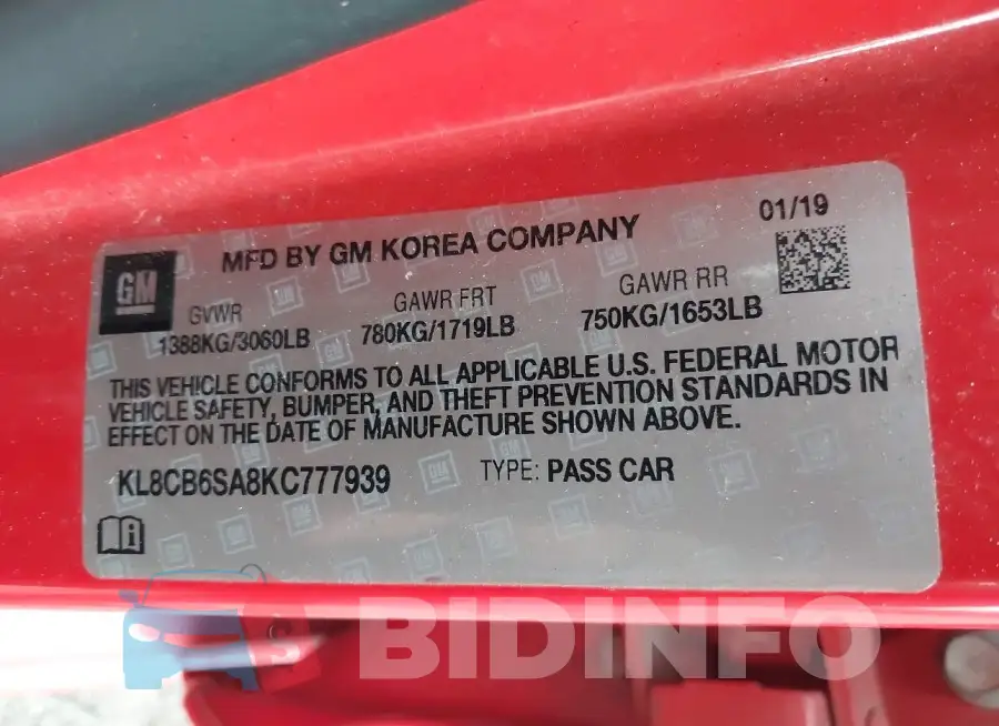 KL8CB6SA8KC777939 Photo# 9