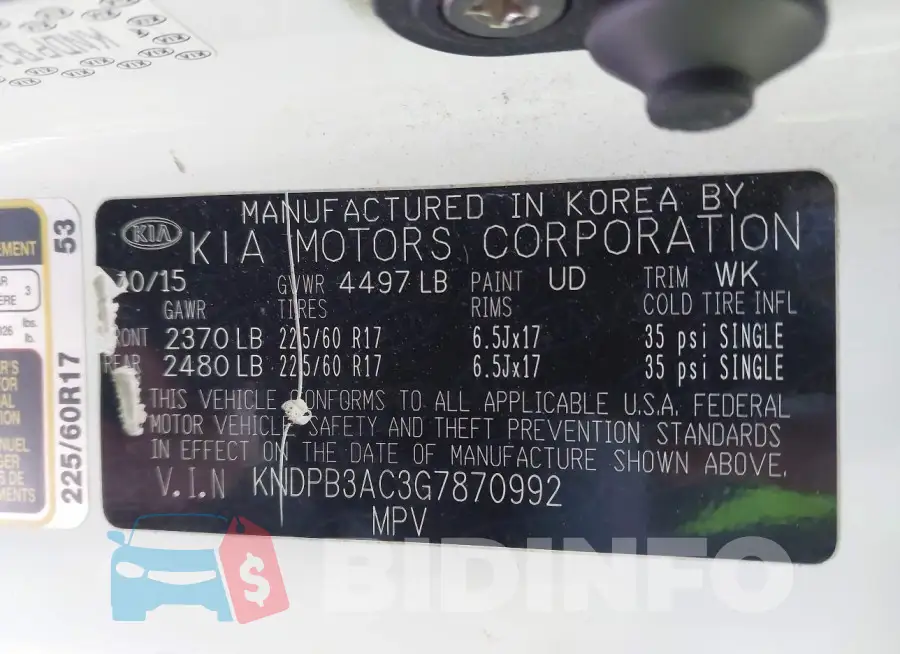 KNDPB3AC3G7870992 Photo# 9