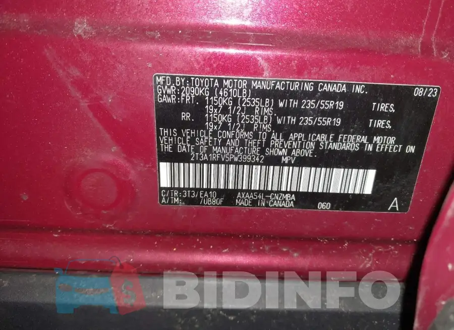 2T3A1RFV5PW399342 Photo# 9