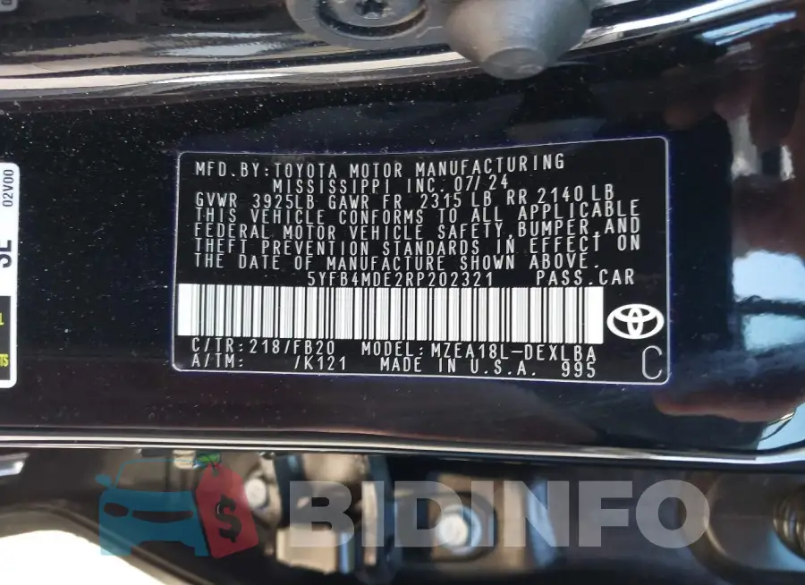 5YFB4MDE2RP202321 Photo# 9