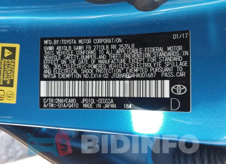 JTDBVRBD4HA001687 Photo# 9