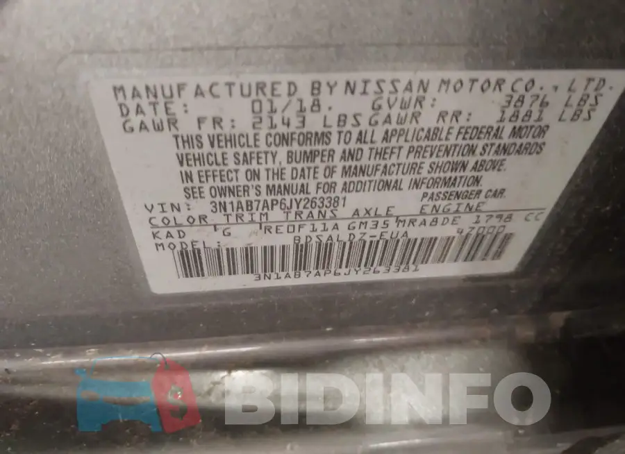 3N1AB7AP6JY263381 Photo# 9