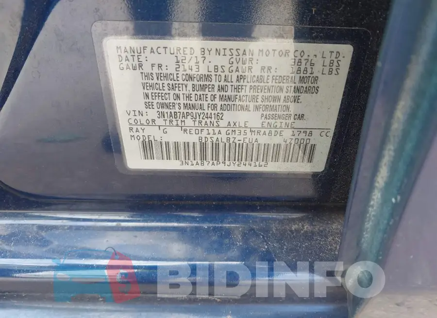 3N1AB7AP9JY244162 Photo# 9