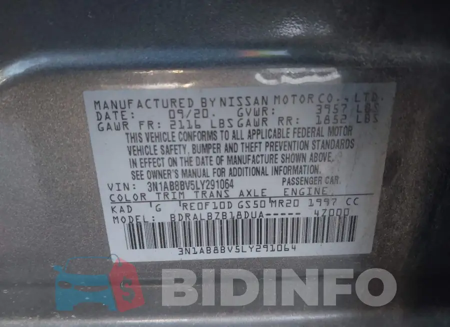 3N1AB8BV5LY291064 Photo# 9