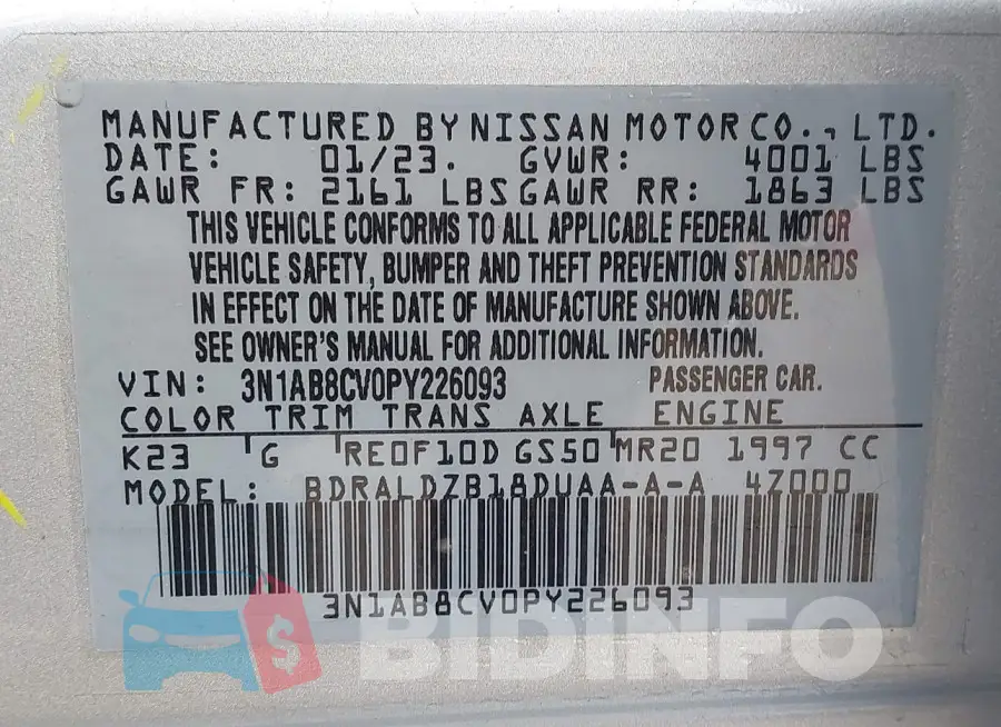 3N1AB8CV0PY226093 Photo# 9