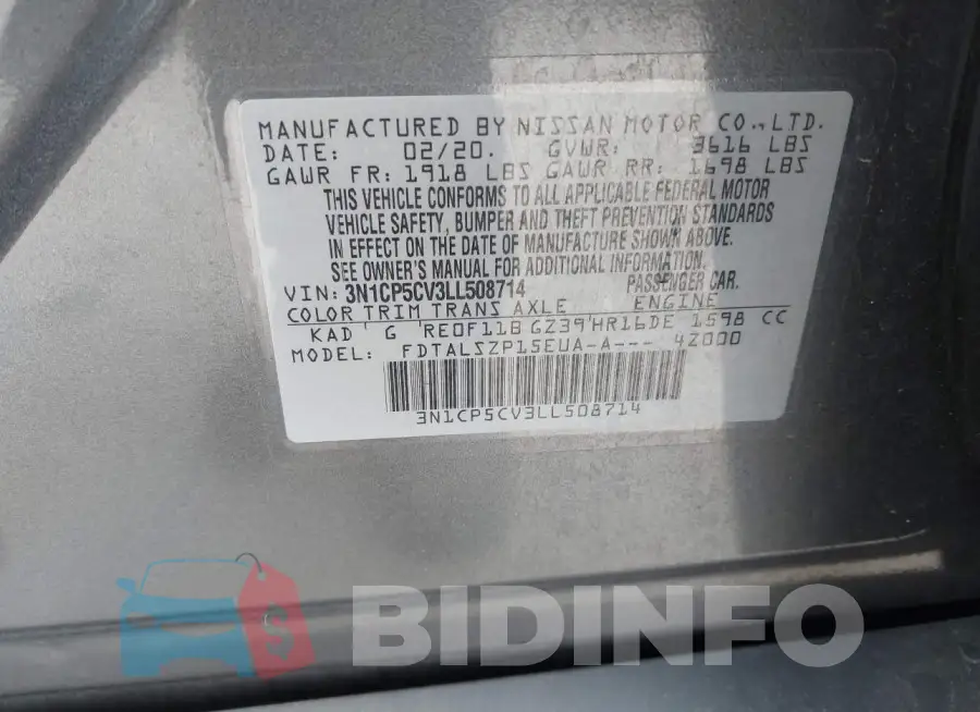 3N1CP5CV3LL508714 Photo# 9