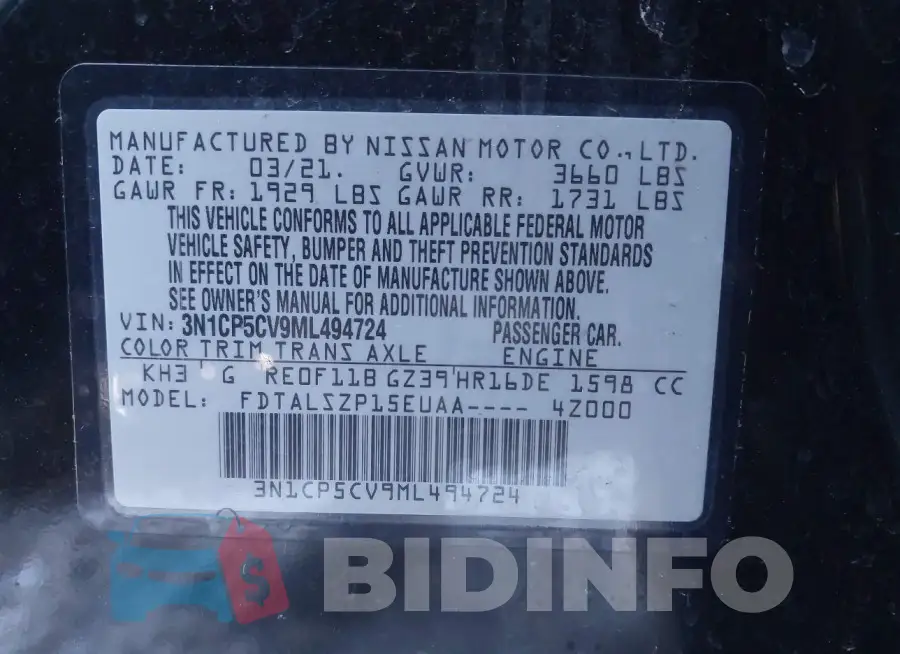 3N1CP5CV9ML494724 Photo# 9