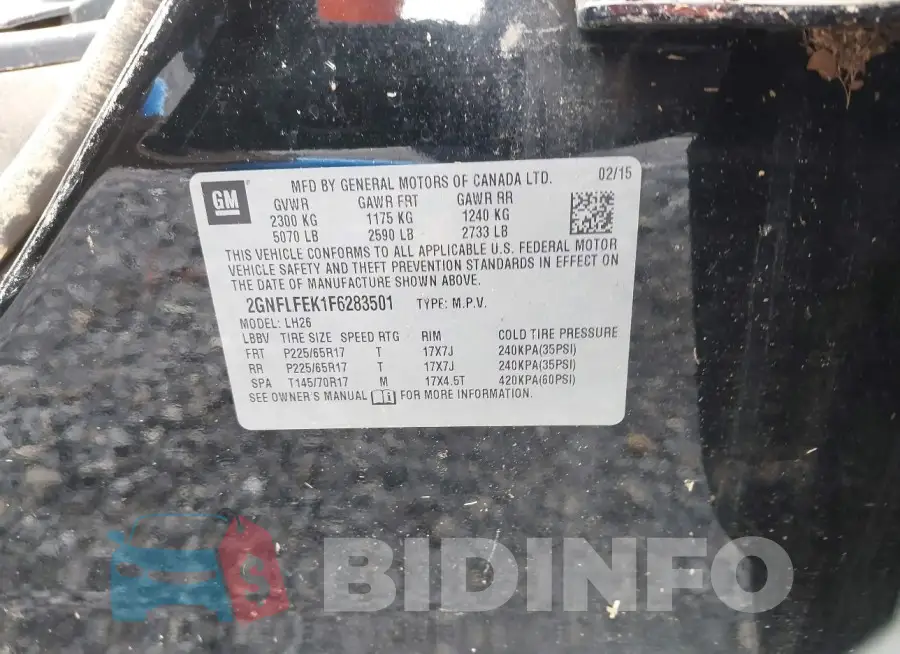 2GNFLFEK1F6283501 Photo# 9