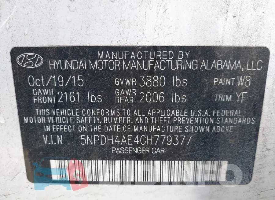 5NPDH4AE4GH779377 Photo# 9