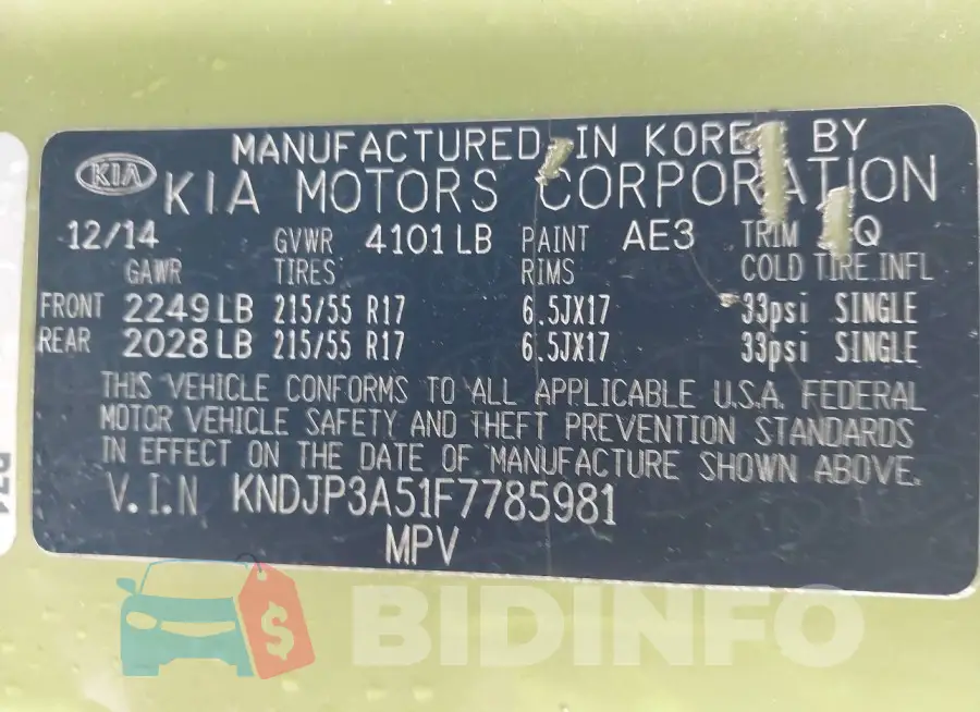 KNDJP3A51F7785981 Photo# 9