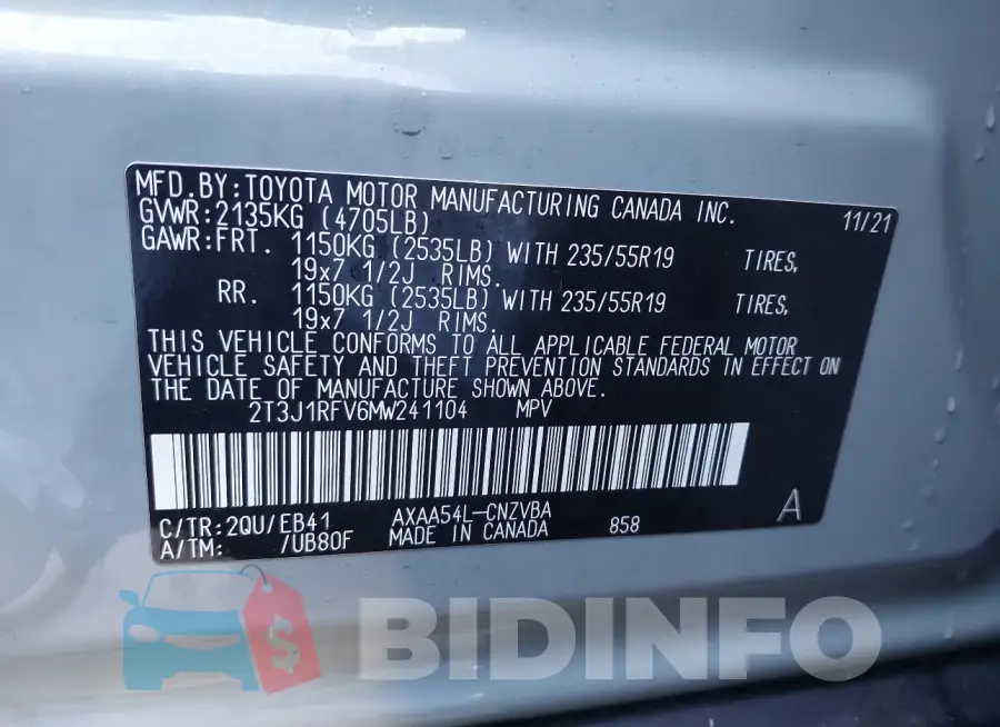 2T3J1RFV6MW241104 Photo# 9