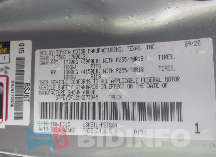 5TFEY5F12MX273045 Photo# 9