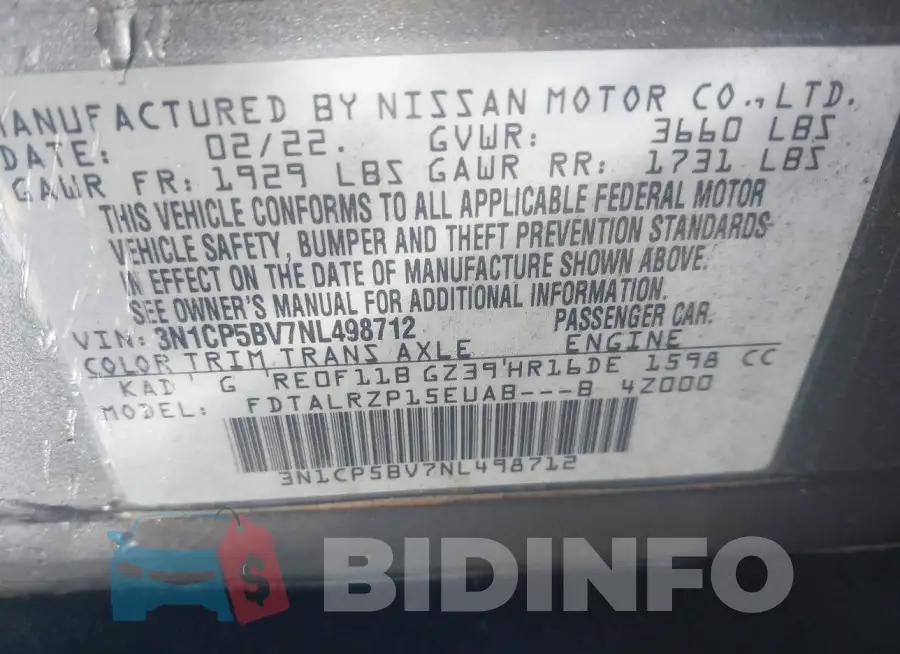 3N1CP5BV7NL498712 Photo# 9