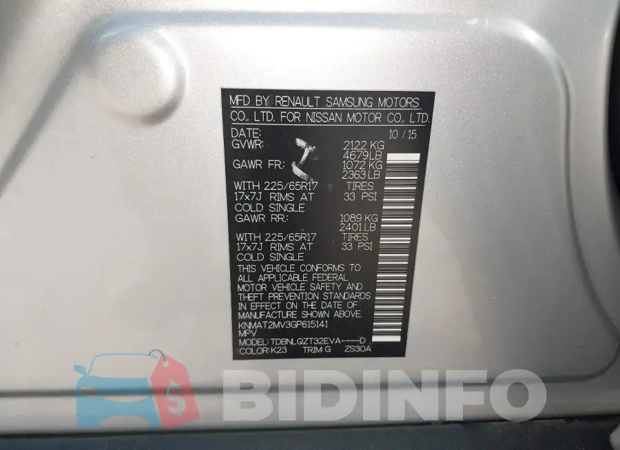 KNMAT2MV3GP615141 Photo# 9