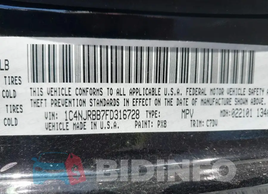 1C4NJRBB7FD316728 Photo# 9