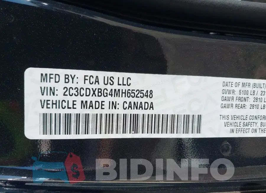 2C3CDXBG4MH652548 Photo# 9