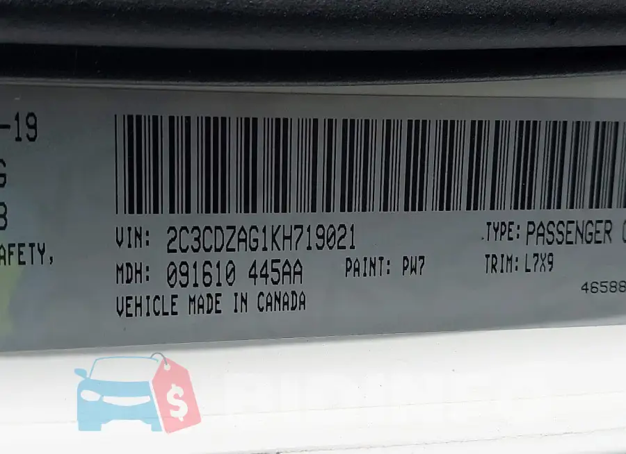 2C3CDZAG1KH719021 Photo# 9