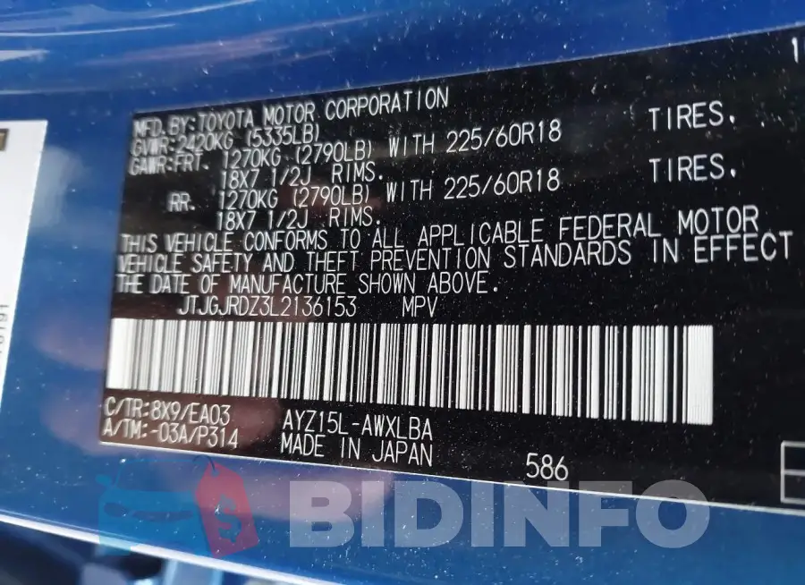 JTJGJRDZ3L2136153 Photo# 9