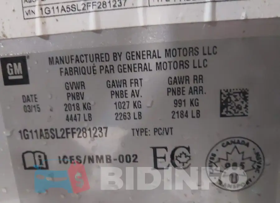 1G11A5SL2FF281237 Photo# 9