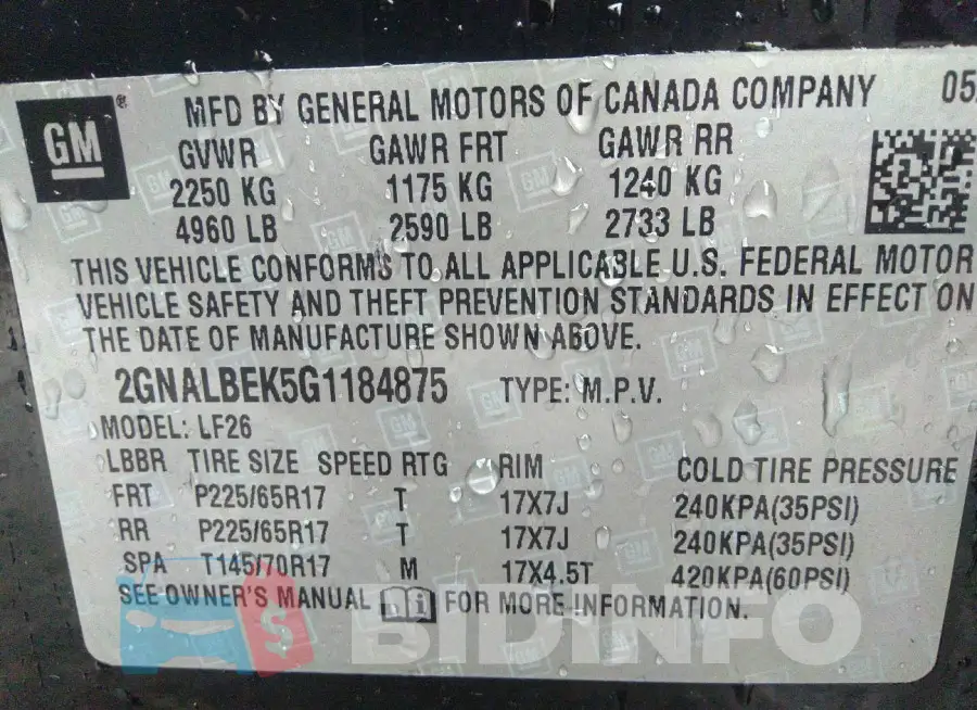 2GNALBEK5G1184875 Photo# 9