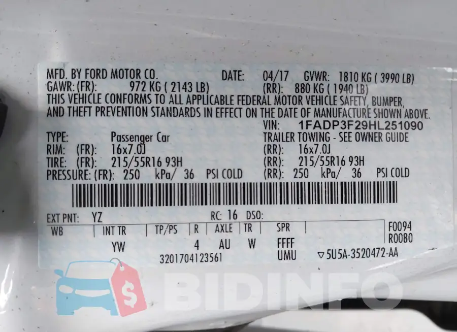 1FADP3F29HL251090 Photo# 9