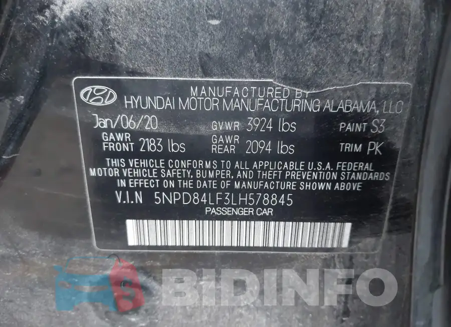 5NPD84LF3LH578845 Photo# 9