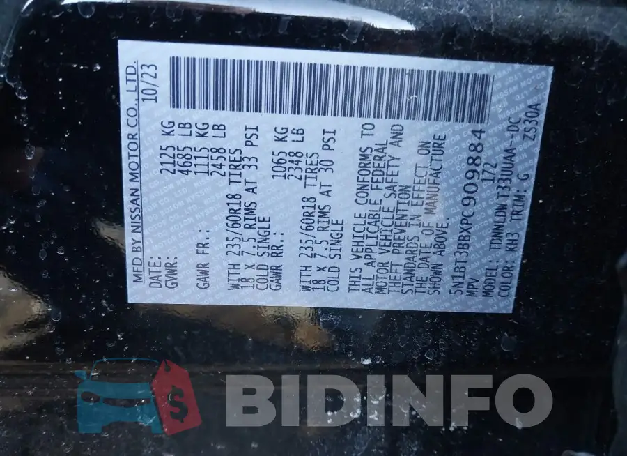5N1BT3BBXPC909884 Photo# 9