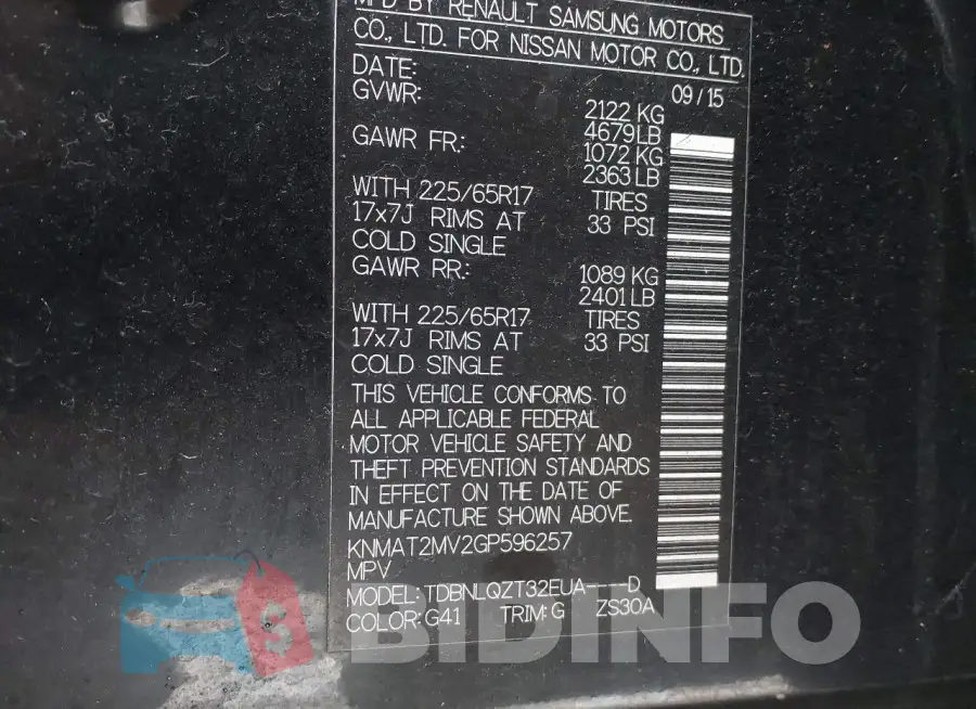 KNMAT2MV2GP596257 Photo# 9