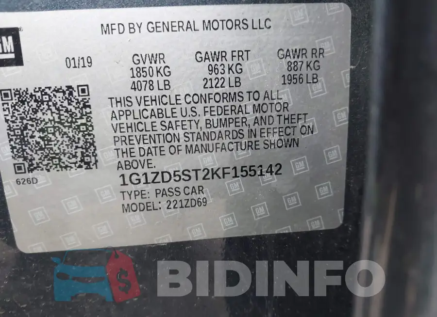 1G1ZD5ST2KF155142 Photo# 9