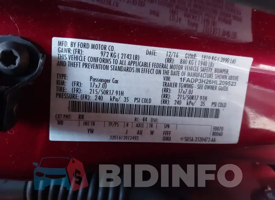 1FADP3H26HL209523 Photo# 9