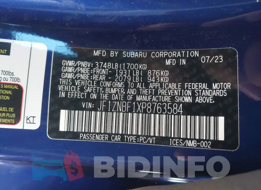 JF1ZNBF1XP8763584 Photo# 9