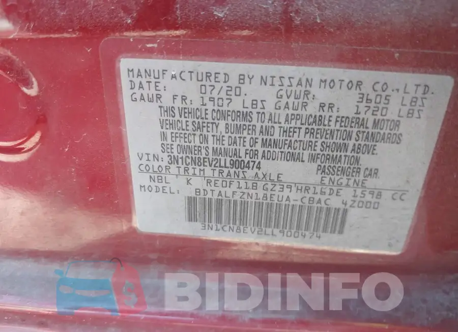 3N1CN8EV2LL900474 Photo# 9