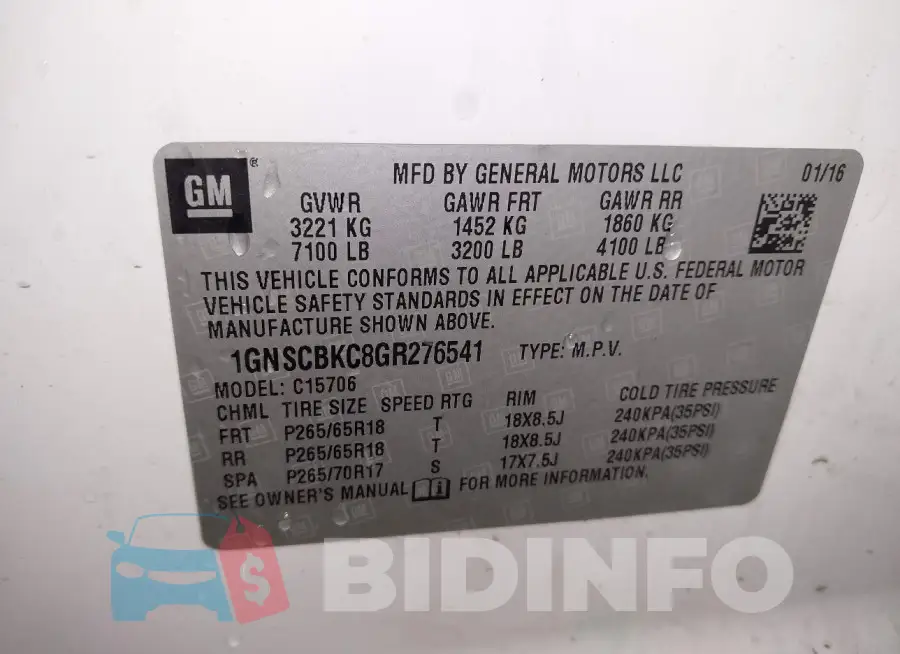 1GNSCBKC8GR276541 Photo# 9