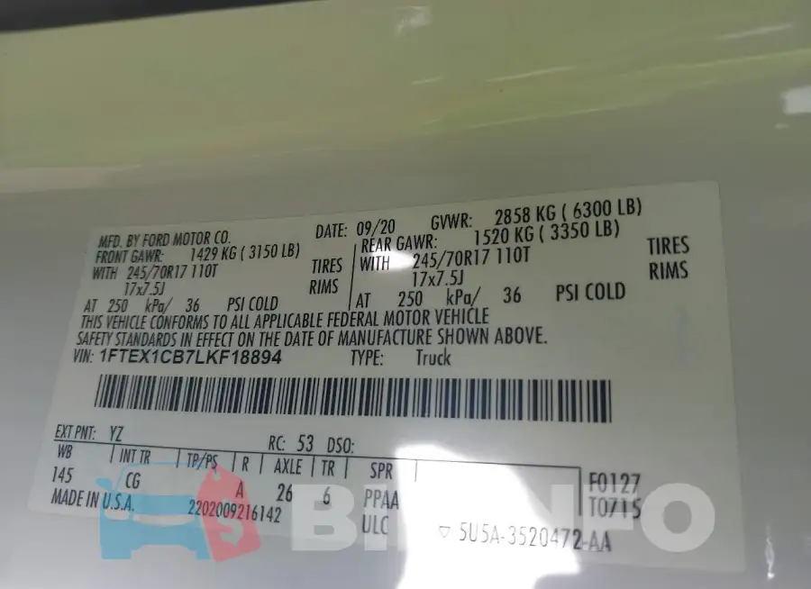 1FTEX1CB7LKF18894 Photo# 9