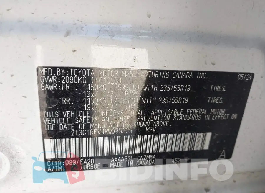 2T3C1RFV1RW335973 Photo# 9