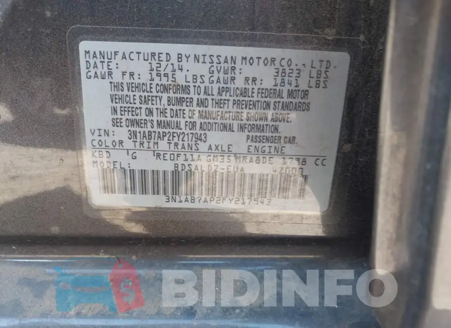 3N1AB7AP2FY217943 Photo# 9