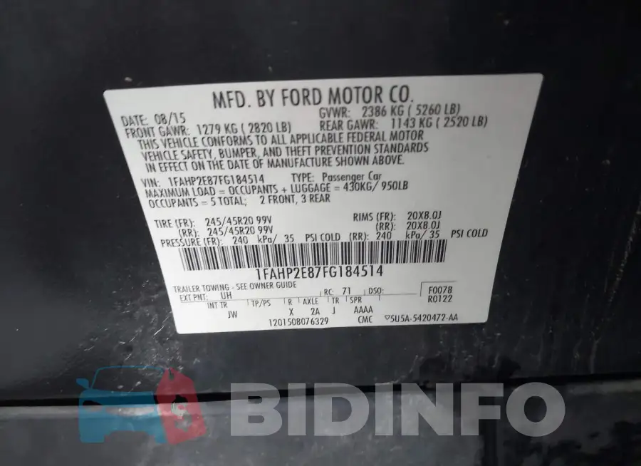 1FAHP2E87FG184514 Photo# 9