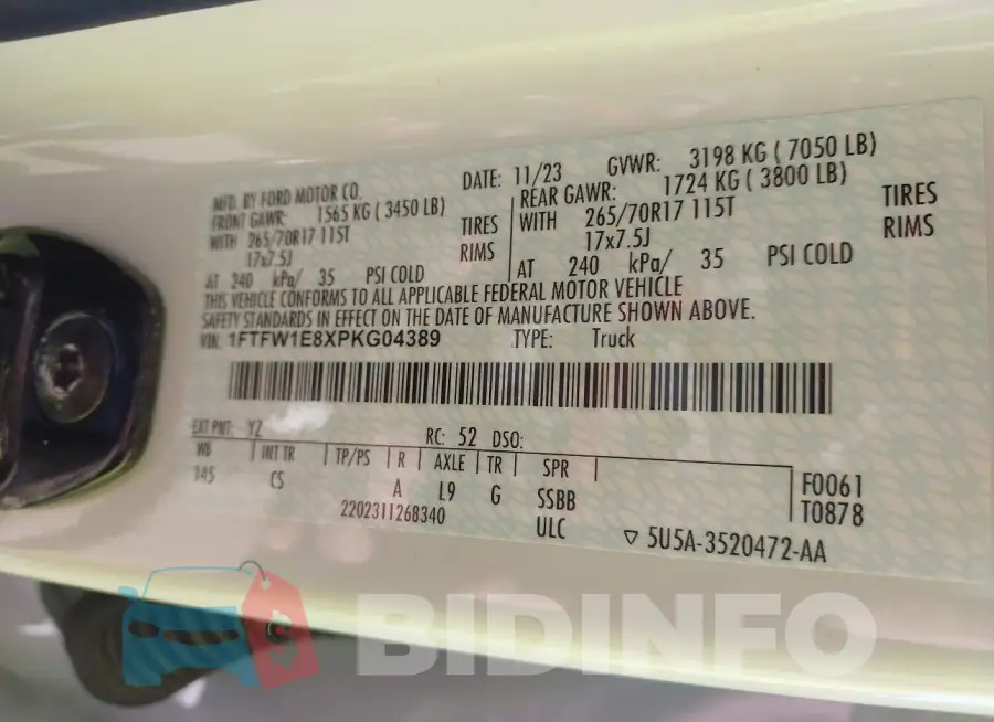 1FTFW1E8XPKG04389 Photo# 9