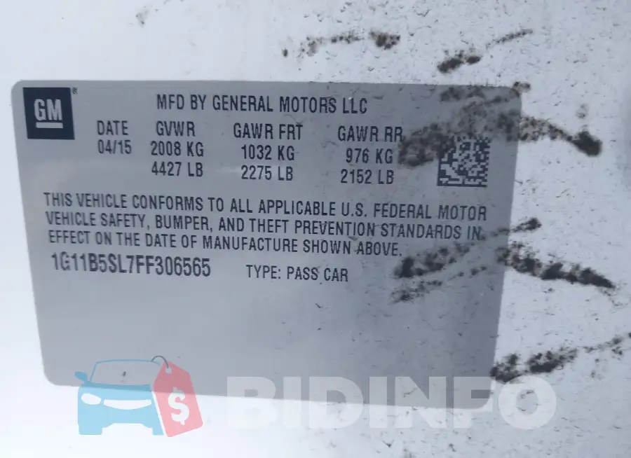 1G11B5SL7FF306565 Photo# 9