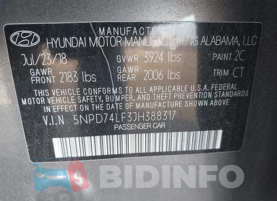 5NPD74LF3JH388317 Photo# 9