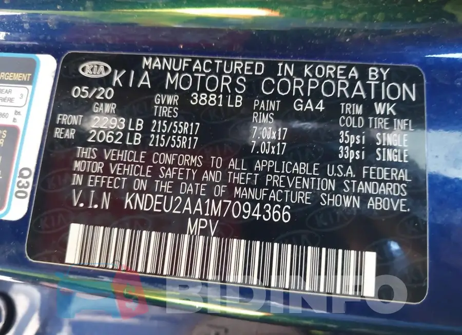 KNDEU2AA1M7094366 Photo# 9