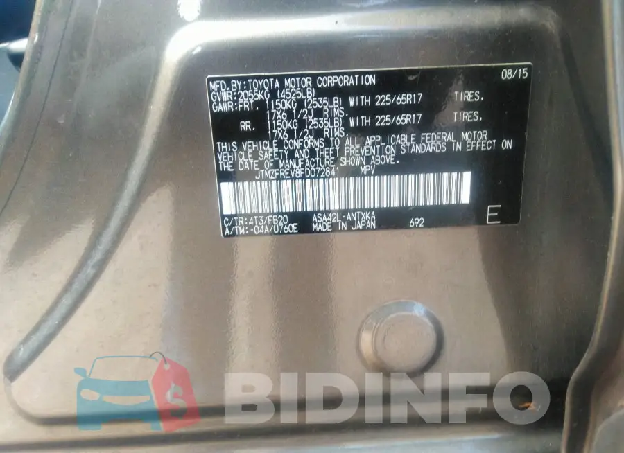 JTMZFREV8FD072841 Photo# 9
