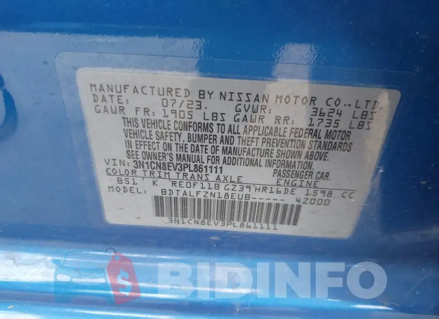 3N1CN8EV3PL861111 Photo# 9
