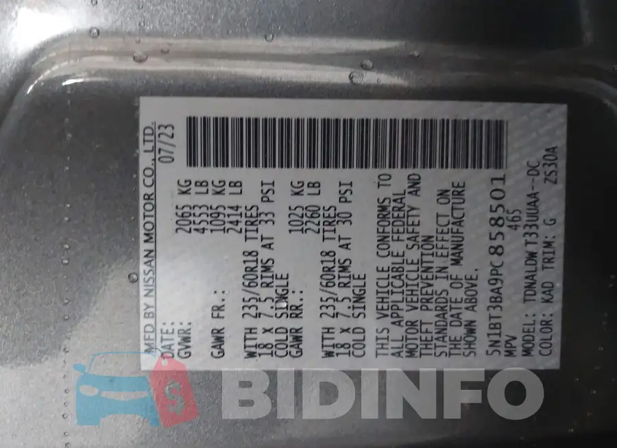 5N1BT3BA9PC858501 Photo# 9